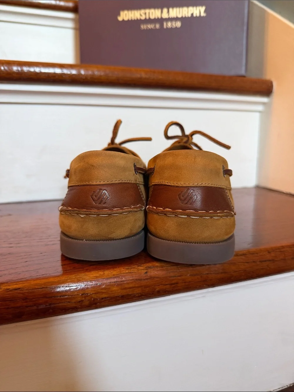 Johnston & Murphy Boy’s Brown Tan Oiled Leather Suede Boat Shoes